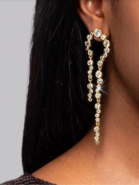 Earrings Asterales Arched Long Bubble Gold Clear CZ NEW Alexis Bittar JL26